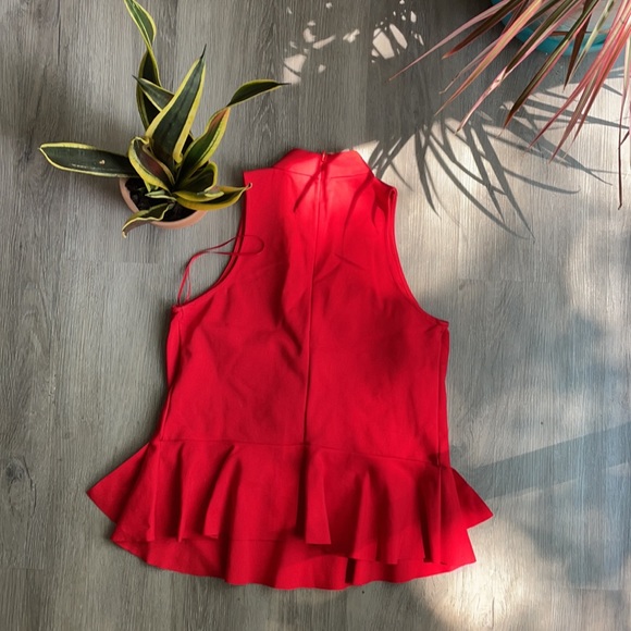 Anthropologie red mock neck peplum top size S - Picture 2 of 8